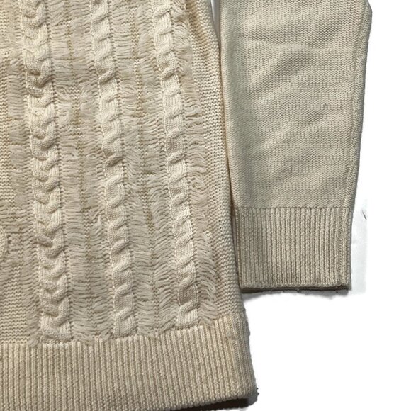 J Crew Womens‎ Small Fringe Merino Merino Wool Crewneck Sweater Cable Knit B2431 - Picture 2 of 7